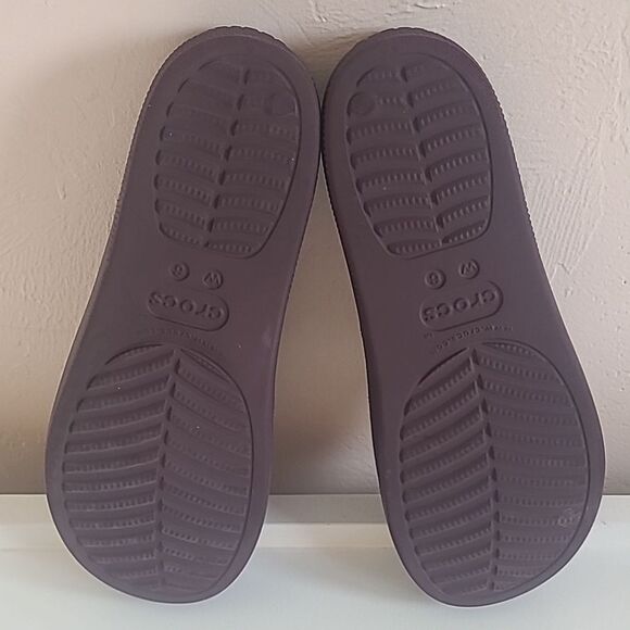 Crocs Classic Platform Slides Sandals Dark Cherry Size 6 - Picture 11 of 13